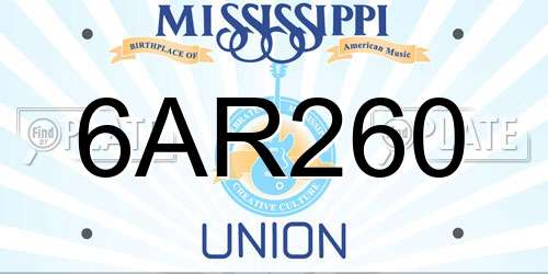 6AR260 Mississippi License Plate