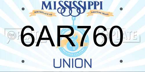 6AR760 Mississippi License Plate
