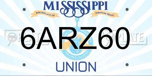 6ARZ60 Mississippi License Plate