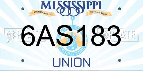 6AS183 Mississippi License Plate