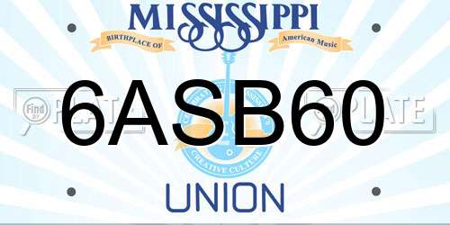 6ASB60 Mississippi License Plate