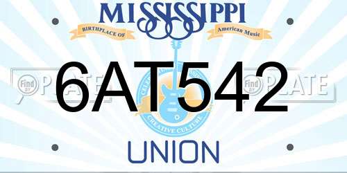 6AT542 Mississippi License Plate