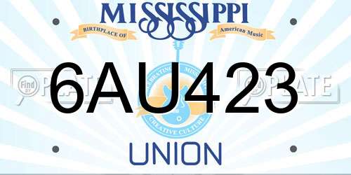 6AU423 Mississippi License Plate