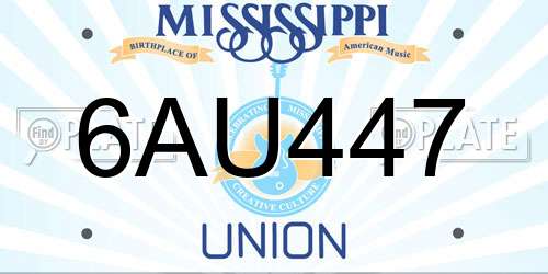 6AU447 Mississippi License Plate