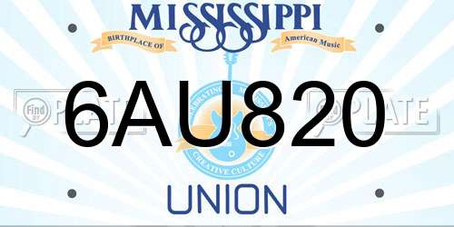 6AU820 Mississippi License Plate