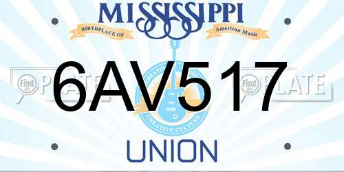 6AV517 Mississippi License Plate