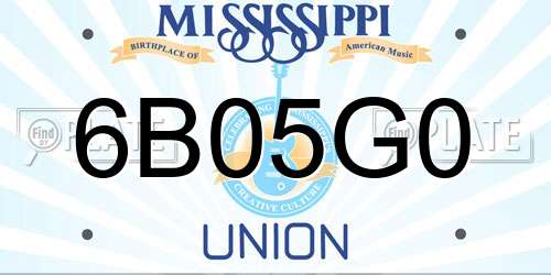 6B05G0 Mississippi License Plate