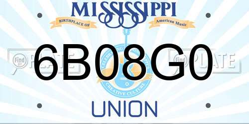 6B08G0 Mississippi License Plate