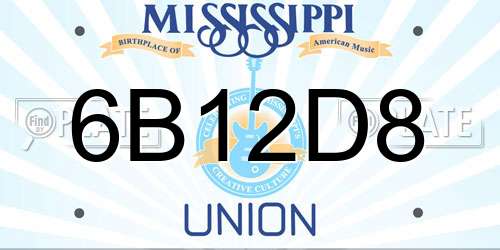 6B12D8 Mississippi License Plate