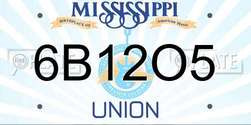 6B12O5 Mississippi License Plate