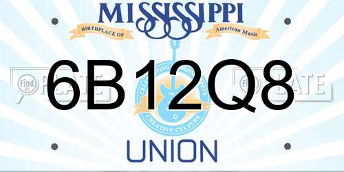 6B12Q8 Mississippi License Plate