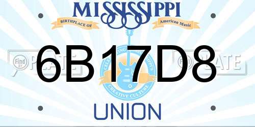 6B17D8 Mississippi License Plate