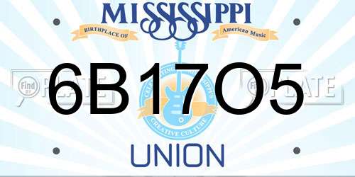 6B17O5 Mississippi License Plate