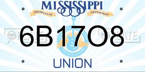 6B17O8 Mississippi License Plate