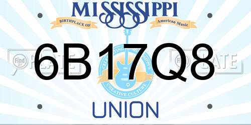 6B17Q8 Mississippi License Plate