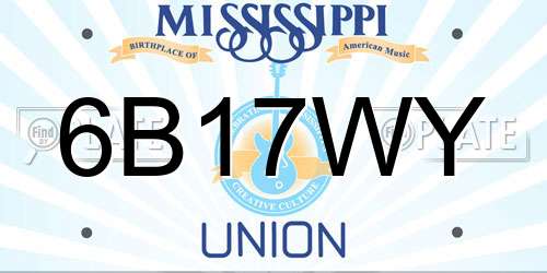 6B17WY Mississippi License Plate