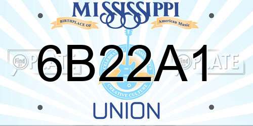 6B22A1 Mississippi License Plate