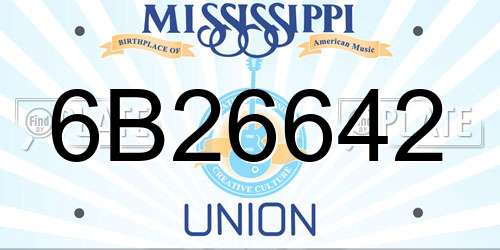 6B26642 Mississippi License Plate