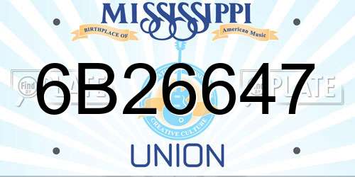 6B26647 Mississippi License Plate