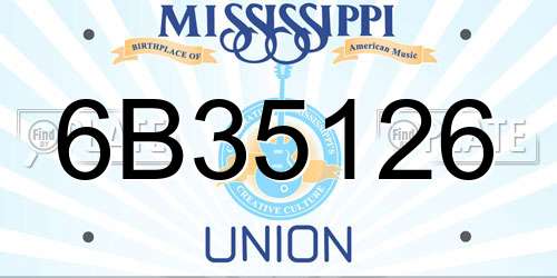 6B35126 Mississippi License Plate