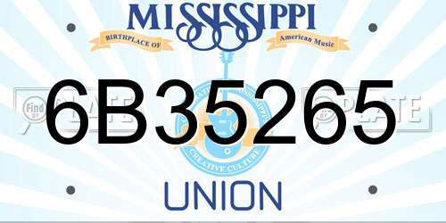 6B35265 Mississippi License Plate