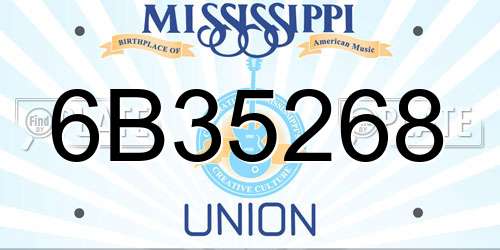 6B35268 Mississippi License Plate