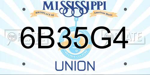 6B35G4 Mississippi License Plate