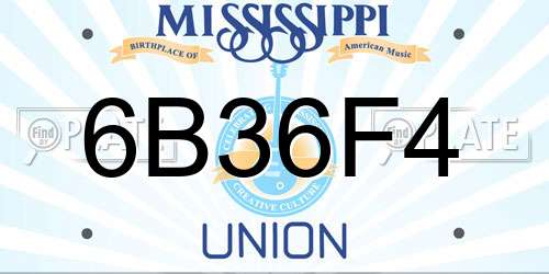 6B36F4 Mississippi License Plate