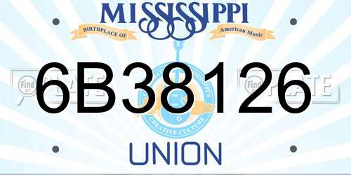 6B38126 Mississippi License Plate