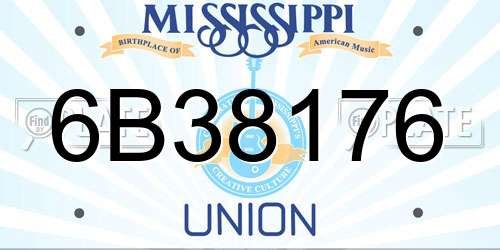 6B38176 Mississippi License Plate