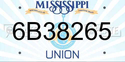 6B38265 Mississippi License Plate