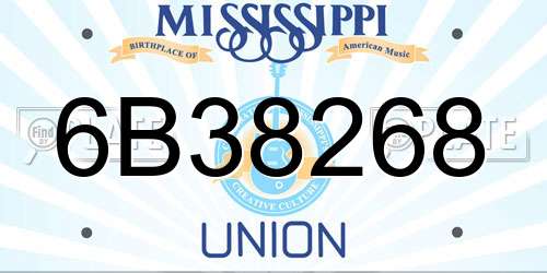 6B38268 Mississippi License Plate