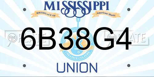 6B38G4 Mississippi License Plate
