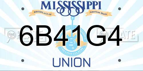 6B41G4 Mississippi License Plate