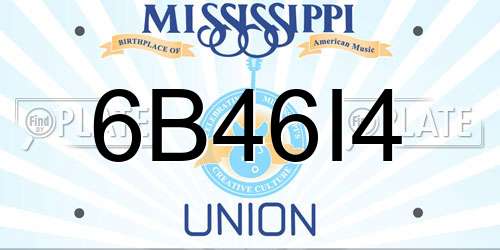 6B46I4 Mississippi License Plate
