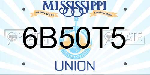 6B50T5 Mississippi License Plate