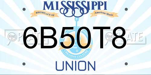 6B50T8 Mississippi License Plate