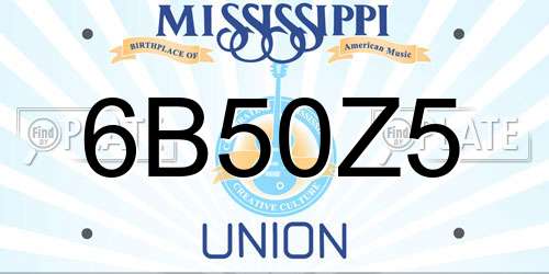 6B50Z5 Mississippi License Plate