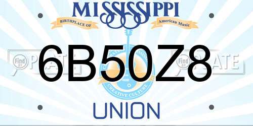 6B50Z8 Mississippi License Plate