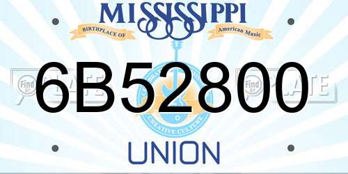 6B52800 Mississippi License Plate