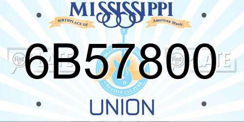 6B57800 Mississippi License Plate