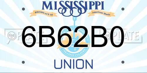 6B62B0 Mississippi License Plate