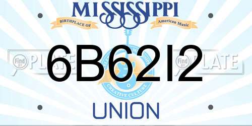 6B62I2 Mississippi License Plate