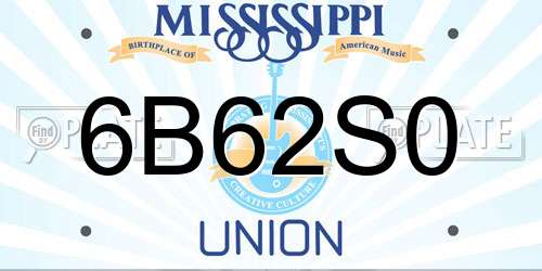 6B62S0 Mississippi License Plate