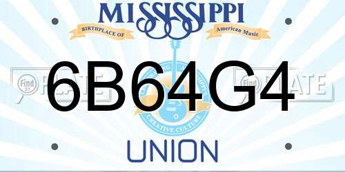 6B64G4 Mississippi License Plate