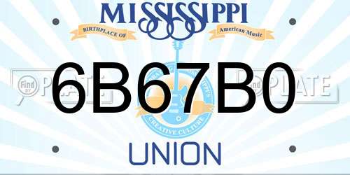 6B67B0 Mississippi License Plate