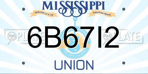 6B67I2 Mississippi License Plate