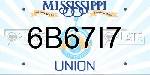 6B67I7 Mississippi License Plate