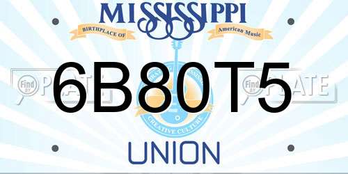 6B80T5 Mississippi License Plate