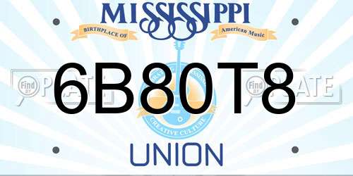 6B80T8 Mississippi License Plate